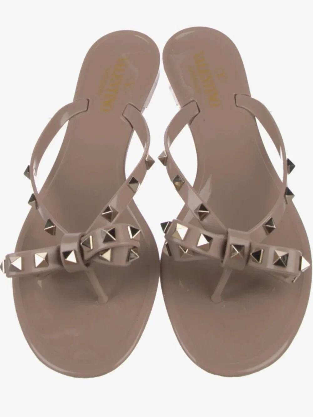 Valentino Garavani Rockstud PVC Jelly Thong Sandals Poudre EU 40 Like New Box - Picture 15 of 15